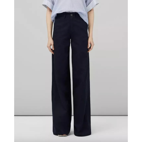 RAG & BONE Sofie Wide Leg Chino Pants Size 4 Salute Blue Cotton Relaxed Fit - Picture 1 of 13
